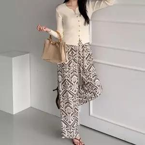 [신세계라이브쇼핑][옷자락] 여자 해외여행 휴양지룩 봄여름 찰랑핏 밴딩 통 바지