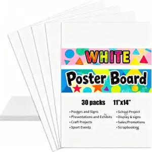 30팩 화이트 포스터 보드 11x14인치 300 GSM 두꺼운 헤비급 카드 재고 - 표지판 학교 프로젝트 미술 전시