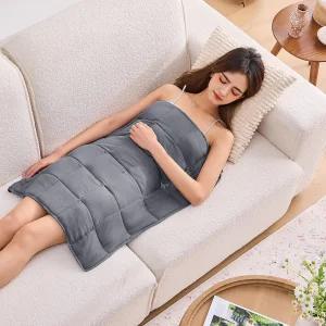 가중 랩 블랭킷 5파운드 24인치 x29인치 쿨링 헤비 스로우 휴대용 여행용 수면용 소프트 스몰 그레이