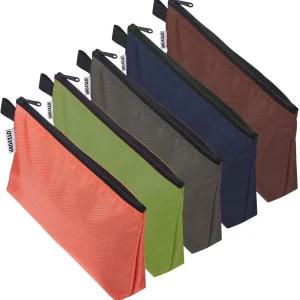 OTEVORP 5팩 프리미엄 공구 파우치 지퍼백 플랫 바닥 유틸리티 다용도 보관 정리 가방 12.5x7x2인치 소형