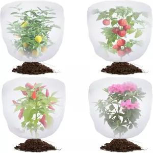 정원 보호를 위한 새 그물망 - 4팩 그물망과 드로스트링 3.3피트 x 2.7피트 모기장 토마토 보호 덮개 매미