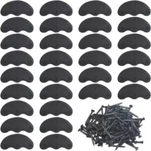 TOVOT 30pcs 힐 플레이트 블랙 탭 고무 팁 밑창 수리 패드 교체용 못(1.77 x 0.78 0.15 )