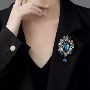 브로치 옷핀 물방울 큰 큐빅 라인석 하트