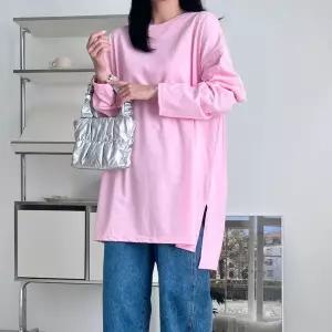 여자 언발 편한티 큰사이즈 트임 롱슬리브 코디 티셔츠