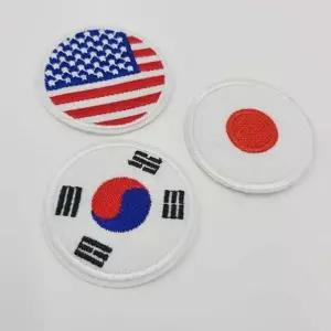 [에이치플러스몰]bns 의류 리폼 열접착 국기 자수 원형 와펜