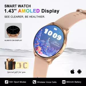 호환 IOWODO X20 스마트 워치건강 모니터링 피트니스 추적 기능 포함 1.43인치 HD AMOLED 스크린 블루투스