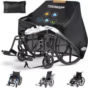 휠체어 커버 공기 통풍구가 있는 여행용 업그레이드된 방수 스트립 반사 손잡이 모든 날씨 보호 보관용