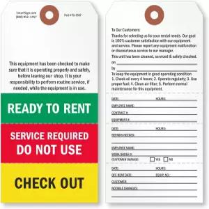 스마트사인 찢어진 스터브가 있는 양면 태그 대여 준비 완료 - 100팩 6.25인치 x 3.125인치 폴리리스