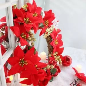 크리스마스 레드 포인세티아 리스 DIY 패키지 (5개 묶음)