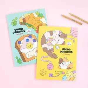 쉬운 컬러드로잉북 1권 랜덤 색칠 공부용 스티커 포함 도안 링북