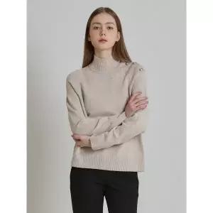 [쉬즈미스]SHESMISS)] 울 하이넥 버튼 니트 탑 (택가격:208000원)