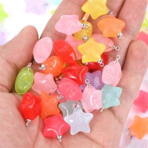 미니참 TX32 10pcs 17 10mm 여러 가지 빛깔의 아크릴 스타 펜던트 쥬얼리 만들기 Diy 팔찌 목걸이 액세서리