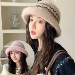 스노우 패턴 벙거지 보온 햇 컬링 벙거지햇