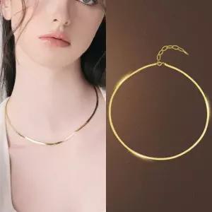 [골드퀸즈] 18K 이태리 헤링본 스네이크 목걸이