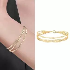 [골드퀸즈] 14K 이태리 웨이브라인 오메가 트리플 팔찌