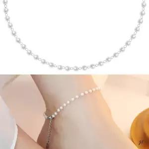 [셀러허브]써지컬 스틸 글라스 진주 베이직 체인 패션 발찌 (S16332120)