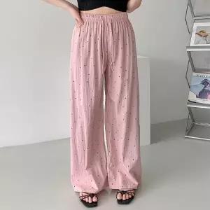 여성 작은 도트 밴딩 통바지 긴바지 츄리닝 트레이닝 팬츠 -WPN0698- 봄 여름