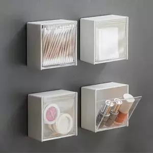 부착식 벽걸이 소품 정리함 도무송통 약통 머리끈 월 포켓 머리핀 포토카드 보관함 탕비실 다꾸 티백 수납