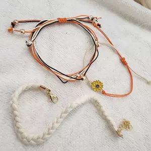 행운 부적 재물운 해바라기 끈 발찌 3종세트 우정발찌