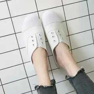 여성 배색 캔버스 스니커즈 블로퍼 뮬 운동화 슬리퍼 4색