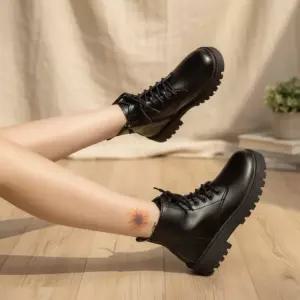 여성 데일리 통굽 빅사이즈 레이스업 앵클 워커