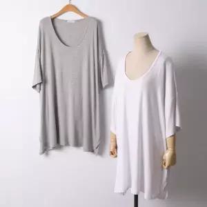 빅사이즈 602 실키딥유넥언발티셔츠 DRAI694