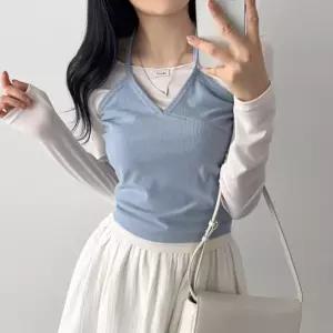 빅사이즈 602 겹홀터오버로크티셔츠 DALX292