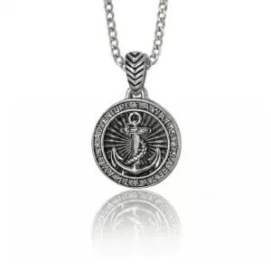 써지컬스틸 앵카 복고풍 실버 코인 목걸이