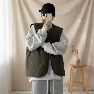 [하프클럽/]여성 빅사이즈 퀼팅 집업 폴리 U넥 베스트