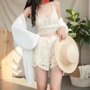 [하프클럽/]여성 레이스 셋업 크로셰 바캉스웨어
