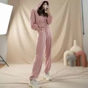 [하프클럽/]여성 데일리 루즈핏 크롭 후드 트레이닝 세트 벌룬소매 와이드