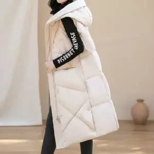 [하프클럽/]여성 하이넥 슬림핏 퀼팅 롱 패딩 조끼