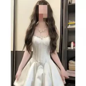 픽유아 11번가 크리스탈 포인트 새틴 파티룩 미니드레스 볼륨 실루엣 하이