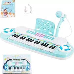 코스트존 37 키 어린이용 전자 키보드 피아노 리듬 라이트가 장착된 휴대용 음악 마이크 녹음 스탠드 8톤