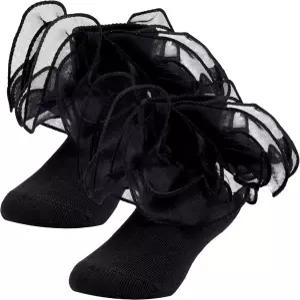 디크리 걸스 양말 더블 레이스 프릴리 러플 리플 턴 커프