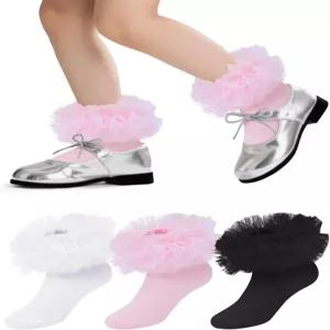 잔도 걸스 러플 양말 6-10 년 소녀 프린세스 드레스 발레리나 투투 레이스 프릴리