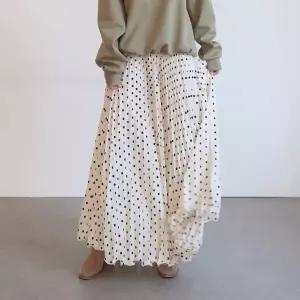[하프클럽/]리즐 도트 플리츠 롱 스커트