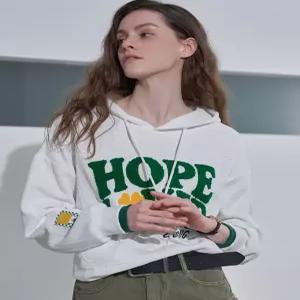 [AK분당점] [르니앤맥코이] 스마일 자수 배색 소매 후드티 MN04TS071FJY