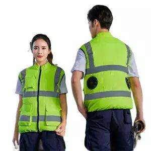냉풍작업복 팬 에어 쿨링 형광등녹색조끼 여름 조끼 선풍기조끼