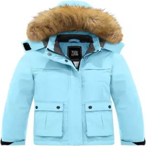 ZSHOW 여아 스키 재킷 방수 따뜻한 겨울 코트 플리스 후드 레인코트 탈부착