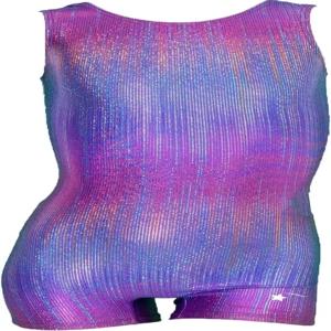 소녀들을 위한 데스티라 레인보우 블레이즈 체조 유니타드 컬러풀한 반짝이는 호일 마감 및 매칭