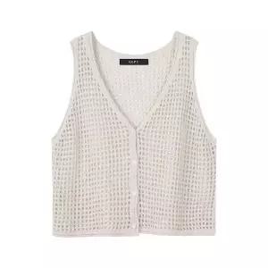 [하프클럽/GGPX]망사 베이직 버튼업 시스루 니트 베스트 (GOBVW005D)