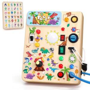 아이들을 위한 그레인 바쁜 보드 여행 | 보드) 감각 활동 학습 교육 소년 에게 소녀를 자폐 - 1-3세 이상적입니다 (공룡