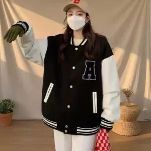 여성 겨울 오버사이즈 기모 자수 야구 점퍼