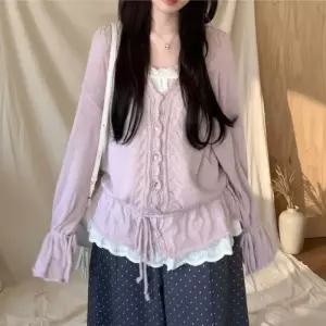 여성 레이스 프릴 레이어드 데일리 나시