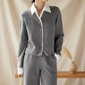 여성 레이어드 셔츠와 니트 투피스 세트