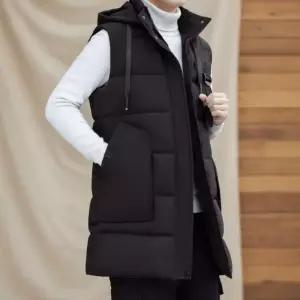 여성 롱 후드 패딩 조끼 겨울 따뜻한 베스트