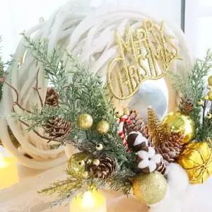 크리스마스 화이트 순수퓨어 리스걸이 DIY 패키지 (5개 묶음)