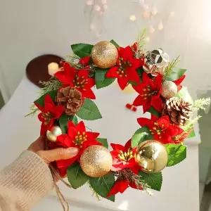 크리스마스 레드포인세티아 걸이 DIY 패키지 (5개 묶음) 20cm 몰리