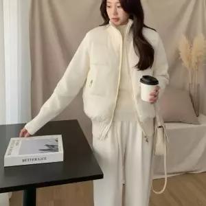 여성 루즈핏 하이넥 패딩 니트 베스트